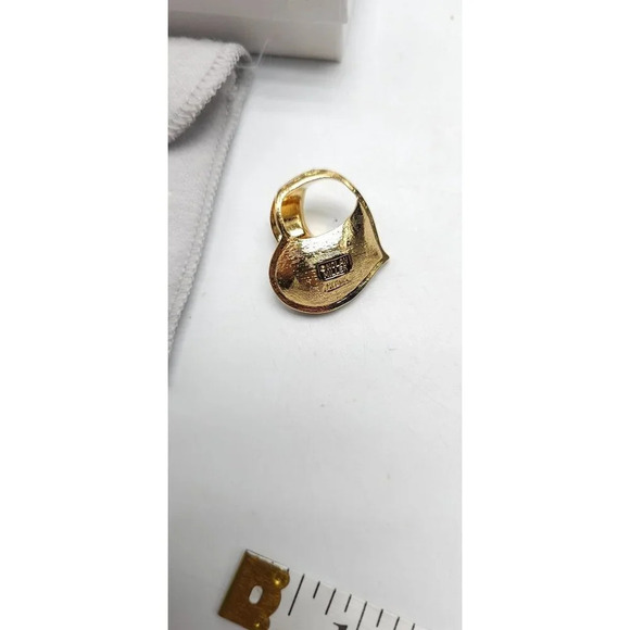 Nolan Miller Paved Clear Rhinestone Sliding Heart Pendant Gold Tone with Box - Picture 3 of 5